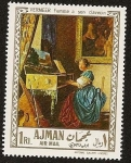 Sellos de Asia - Emiratos �rabes Unidos -  AJMAN - Pintura Vermeer - mujer en su clavecin - Galeria Nal. Londres