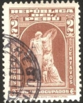 Stamps Peru -  Escultura 'Protección' de JOHN Q. A. WARD. Tasa obligatoria para desocupados.