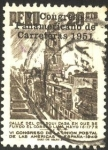 Stamps Peru -  Calle del CHASQUI y casa en que se fundó el CORREO de lima en 1771. Sobreimpreso