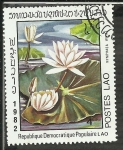 Stamps Laos -  Nymphaea White