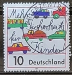 Stamps Germany -  Child's Drawing of Road Traffic