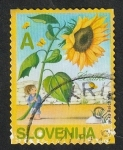 Stamps : Europe : Slovenia :  473 - Niño llevando un girasol y mariposas