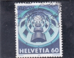Stamps Switzerland -  Casa de los Medios, Villeurbanne, de Mario Botta (1943-)