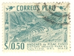 Sellos de America - Per� -  Andenes de Pisac Cusco