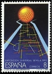 Stamps Spain -  ESPAÑA 1988 2939 Sello Nuevo Exposición Universal de Sevilla EXPO'92 Abstraccion del recinto Yvert25
