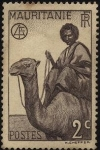 Sellos de Africa - Mauritania -  Jinete y camello.
