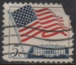 Stamps United States -  Bandera y Casa Blanca