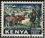 Sellos del Mundo : Africa : Kenya : 1963 año de la independencia de KENIA. Criador y cuidador de ganado.