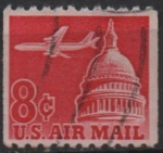 Sellos de America - Estados Unidos -  Avion d' pasajeros y Capitolio