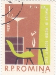 Sellos de Europa - Rumania -  Mobiliario doméstico: silla, mesa, lámpara y armario