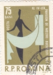 Stamps Romania -  Textil: figura estilizada y rollo de tela