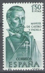 Stamps Spain -  Forjadores de America. Manuel de Castro y Padilla.