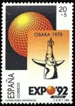 Stamps Spain -  ESPAÑA 1989 2993 Sello Nuevo Exposición Universal de Sevilla. Expo de Osaka 1970 Torre del sol Miche