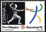 Sellos de Europa - Espa�a -  ESPAÑA 1989 3025 Sello Nuevo Barcelona'92 III Serie Pre-olimpica Esgrima Michel2905 Scott B150