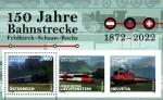 Stamps Liechtenstein -  150 aniv. Lìnea conjunta con Austria y Suiza