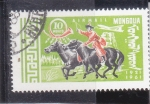 Sellos de Asia - Mongolia -  correo a caballo