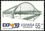 Stamps Spain -  ESPAÑA 1991 3103 Sello Nuevo Exposición Universal Sevilla 1992 Puente de la Barqueta Michel2979 Scot