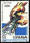Stamps Spain -  ESPAÑA 1991 3133 Sello Nuevo Exposición Mundial de Pesca Logo y Manos recogiendo una red Michel3007