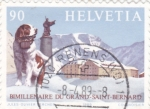 Stamps Switzerland -  Albergue de montaña y perro San Bernardo