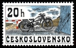 Stamps : Europe : Czechoslovakia :  Motocicletas checoslovacas, ČZ 150, Strakonice (1951)
