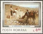 Stamps : Europe : Romania :  Pinturas de Grigorescu, Descansa en Well