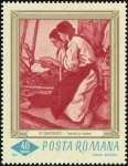 Stamps : Europe : Romania :  Pinturas de la Galería Nacional de Bucarest, Trabajando en el telar, Ștefan Dimitrescu (1886-19