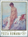 Sellos del Mundo : Europa : Rumania : Pinturas - Desnudos, Desnudo en la playa, Nicolae Grigorescu (1838-1907)