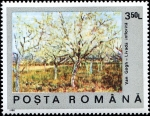 Stamps Romania -  Centenario de la muerte de Vincent van Gogh, árboles frutales en flor, Vincent van Gogh