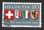 Stamps Switzerland -  466 - El 150 Aniversario de la Admisión de Valais Wallis, Neuchatel Neuenburg y Ginebra en la Confed
