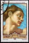 Stamps : Asia : United_Arab_Emirates :  Pinturas de Michelangelo Buonarroti, Cabeza de Adán. (AJMAN)