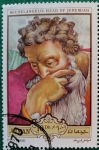 Stamps United Arab Emirates -  Pinturas de Miguel Ángel Buonarroti, Cabeza de Jeremías