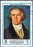 Stamps United Arab Emirates -  Ludwig van Beethoven (1770-1827); painting from 1823