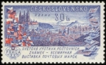 Sellos de Europa - Checoslovaquia -  Exposición Mundial de Sellos PRAGA 1962 (II), Vista de Praga, Banderas y Sellos