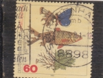 Stamps Germany -  Mariposa, pescado y rama contaminados, parcialmente destruidos