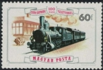 Stamps Hungary -  Centenario de la línea ferroviaria Győr-Sopron, locomotora de vapor n. ° 17 (1885), estación Rá