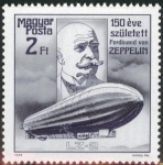 Stamps Hungary -  150 aniversario del nacimiento de Ferdinand von Zeppelin (1838-1917)