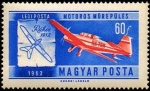 Stamps : Europe : Hungary :  Historia de la aviación, Zlin Z-226 Trener 6 HA-TRN y monoplano de Rakos