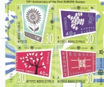 Stamps : Asia : Cyprus :  50 ANIVERSARIO PRIMERA EMISIÓN EUROPA CEPT