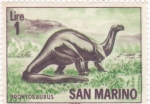 Sellos de Europa - San Marino -  ANIMALES PREHISTÓRICOS-Brontosaurus
