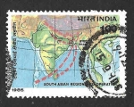 Stamps India -  1104 - Mapa del Sur de Asia