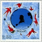 Stamps France -  Famous Composers, Wolfgang Amadeus Mozart (1756-1791)