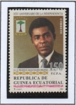 Sellos de Africa - Guinea Bissau -  25 Anv, d' l' Independencia, Pres. Obiang Nguera