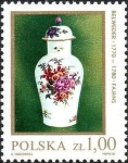 Stamps : Europe : Poland :  Cerámica polaca (1), Jarrón Kwan, siglo XVIII.