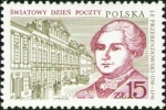 Stamps : Europe : Poland :  Día Mundial del Correo, Ignacy Franciszek Przebendowski, Edificio de Correos Cracovia
