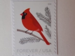 Stamps : America : United_States :  Northern Cardinal-Cardenal del Norte-Serie:Birds in Winter - Forever/USA.