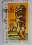 Stamps : America : United_States :  National Parks Centennial- Kii statue y temple.