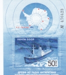 Stamps Russia -  mapa antártica y buque