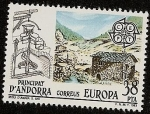 Stamps : Europe : Andorra :  Europa CEPT  - molino de agua siglo XVI