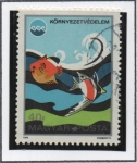 Stamps Hungary -  Pescado y olas (contaminación d' Oceano)