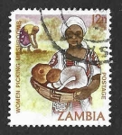 sello : Africa : Zambia : 244A - Recolectora de Setas
